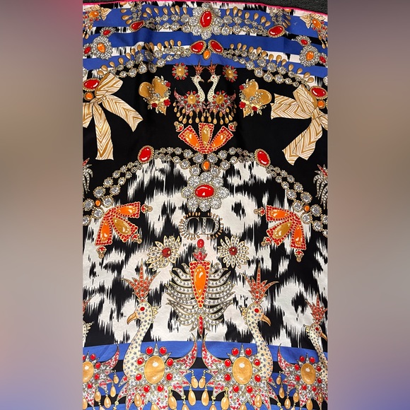 Christian Dior Jeweled Scarf. 100% Silk. Hand Rolled. Multicolor. Made in Italy. - Picture 10 of 13